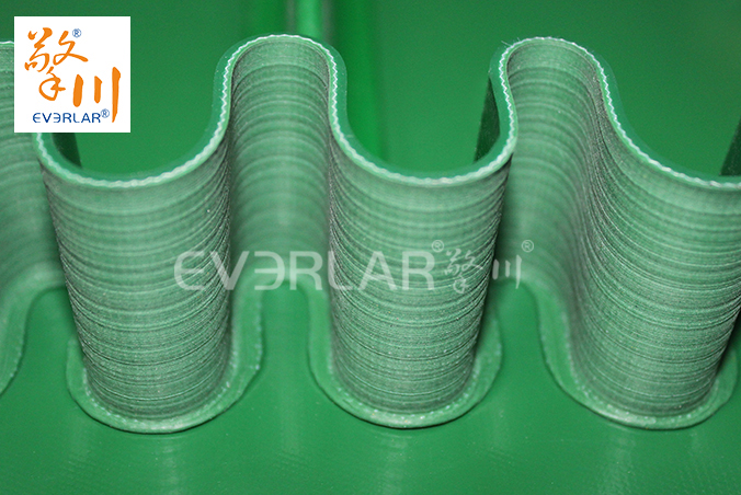 綠色pvc裙邊擋板輸送帶