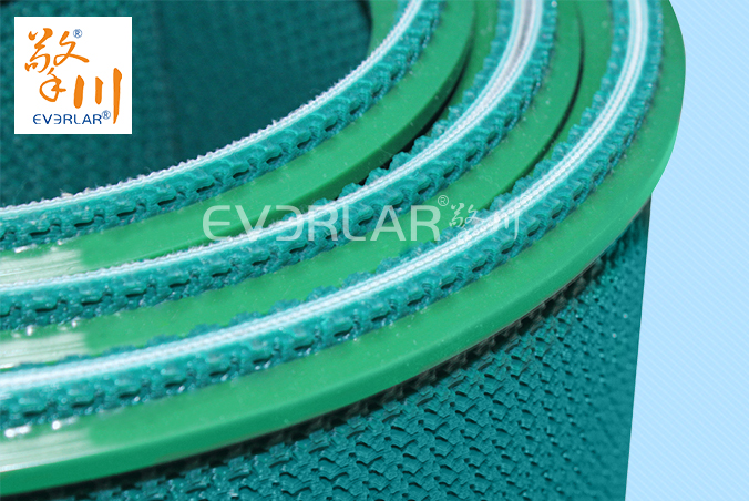 綠色花紋PVC輸送帶加雙導條食品輸送帶擎川工業皮帶