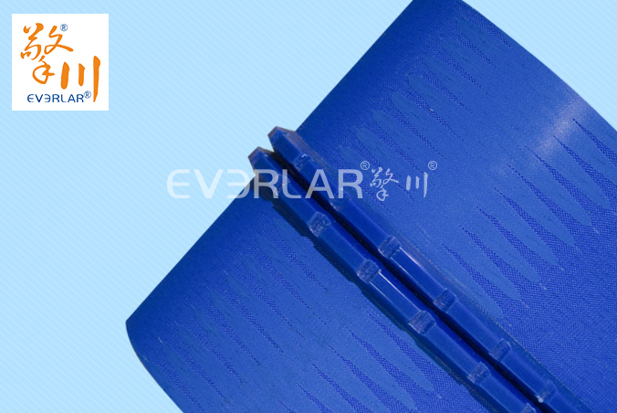 藍色PU輸送帶加導條耐磨耐油耐腐蝕工業皮帶定制