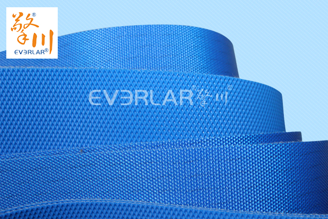 雙面藍色鉆紋PU輸送帶耐磨耐油耐腐蝕工業皮帶定制