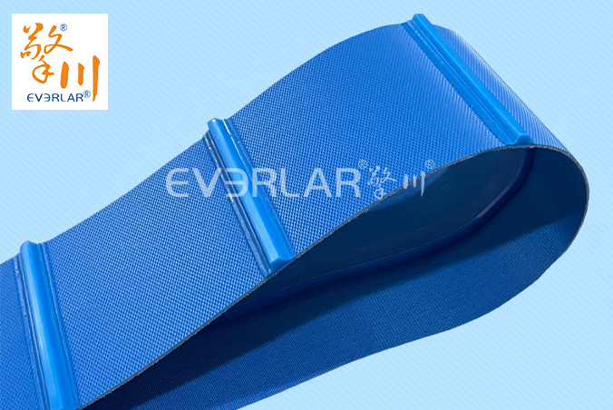 藍色鉆紋PU加導條打鋼扣耐磨耐油耐腐蝕工業皮帶