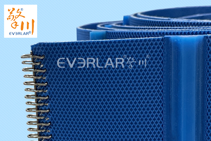 藍色鉆紋PU加導條打鋼扣耐磨耐油耐腐蝕工業皮帶