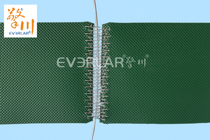 鉆紋PVC加導條打鋼扣耐磨平穩防滑工業皮帶