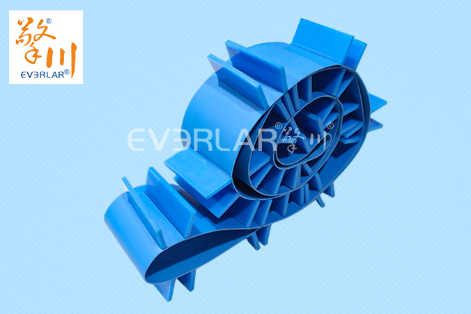 藍色PU輸送帶加擋板耐腐蝕食品級海鮮分揀機專配傳輸帶廠家定制