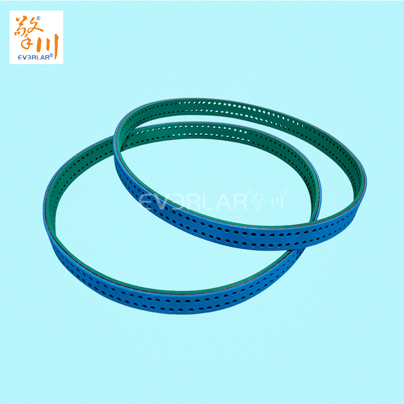 藍綠片基帶打孔耐磨防滑物流包裝行業分揀倉儲傳動平皮帶擎川定制