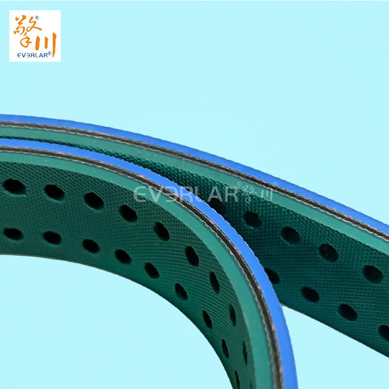 藍綠片基帶打孔耐磨防滑物流包裝行業分揀倉儲傳動平皮帶擎川定制