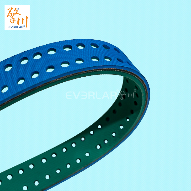 藍綠片基帶打孔耐磨防滑物流包裝行業分揀倉儲傳動平皮帶擎川定制