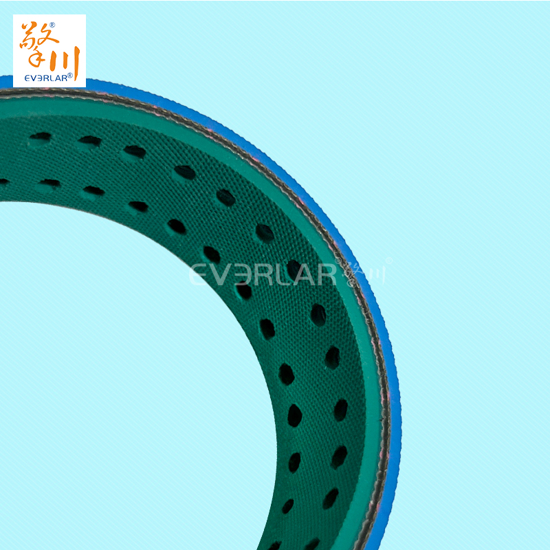 藍綠片基帶打孔耐磨防滑物流包裝行業分揀倉儲傳動平皮帶擎川定制