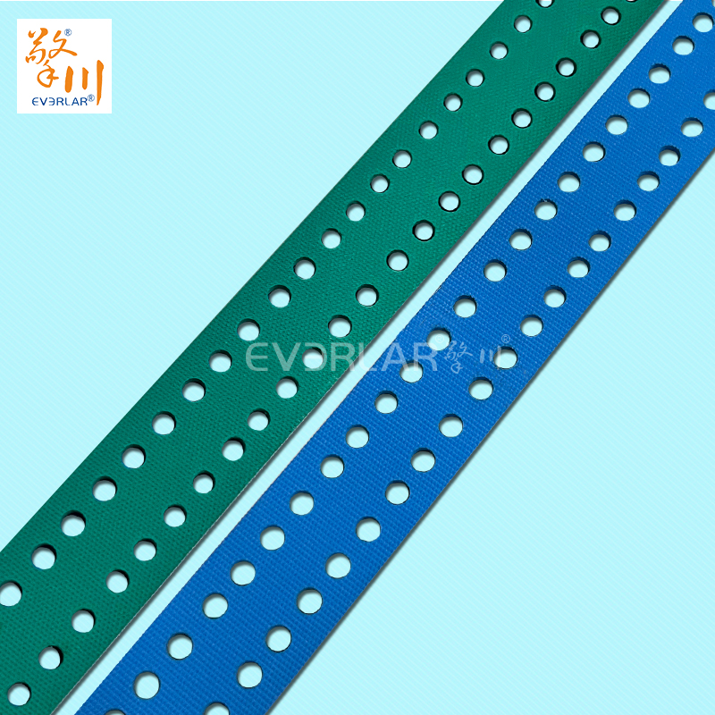 藍綠片基帶打孔耐磨防滑物流包裝行業分揀倉儲傳動平皮帶擎川定制