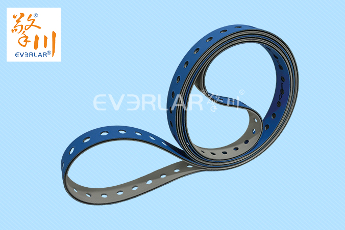 藍灰片基帶加打孔耐磨抗拉伸印刷紡織生產線紙張布料元件傳送平皮帶
