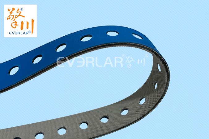 藍灰片基帶加打孔耐磨抗拉伸印刷紡織生產線紙張布料元件傳送平皮帶