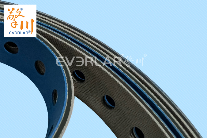 藍灰片基帶加打孔耐磨抗拉伸印刷紡織生產線紙張布料元件傳送平皮帶