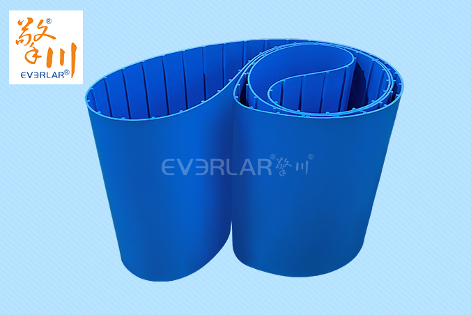 藍色TPU食品級易潔帶加導條防霉抗菌水果蔬菜加工輸送帶廠家定制