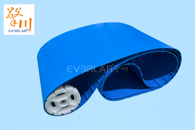 藍色TPU食品級易潔帶加導條防霉抗菌水果蔬菜加工輸送帶廠家定制