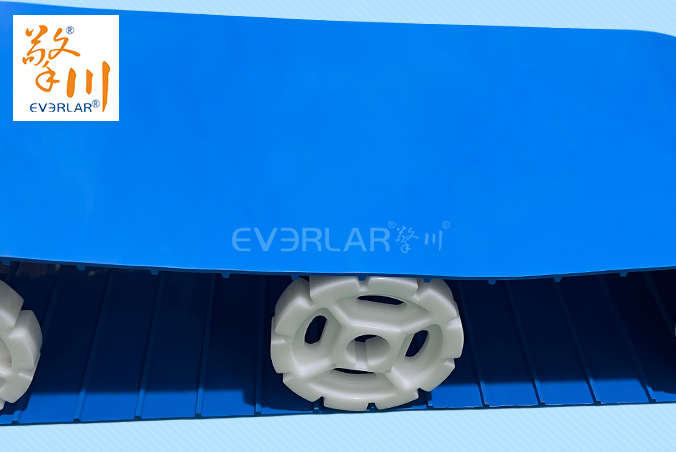 藍色TPU食品級易潔帶加導條防霉抗菌水果蔬菜加工輸送帶廠家定制