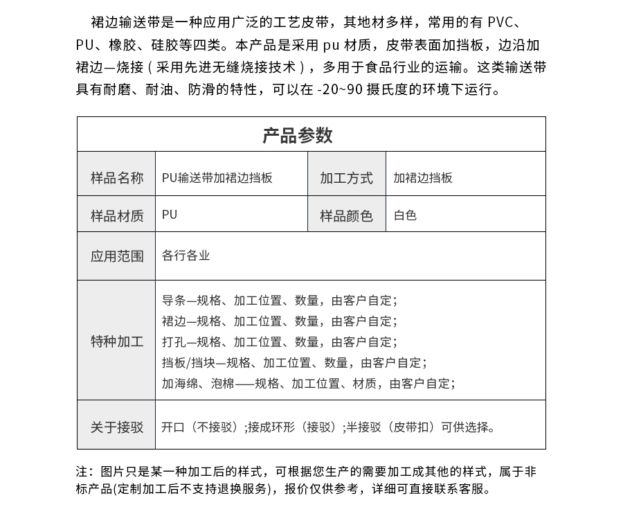 裙邊食品輸送帶 裙邊食品輸送帶